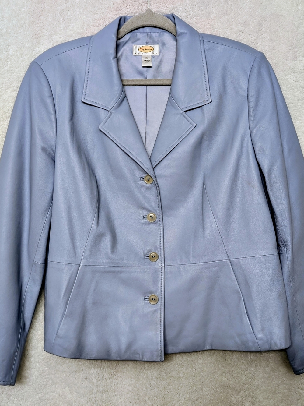 Coldwater Creek Women's Light Blue Leather Blazer Jacket